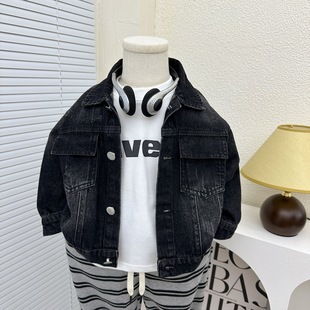 Boys' Autumn Denim Jacket Children's Korean Style Stylish Jacket Toddler Spring and Autumn Denim Top Trendy