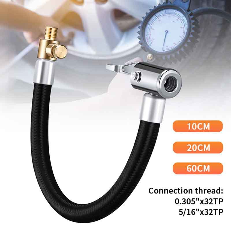 Car Air Pump Extension Tube, Quick Inflation Tube, Extendable Inflator Tube with Deflation Function, Copper Handle Type Inflator Tube