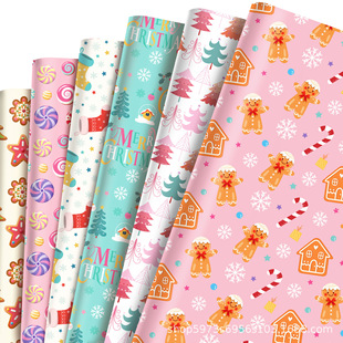 Wz066 Candy Christmas Gingerbread Man Gift Decorative Paper Party Gift Box Decorative Outer Wrapping Paper
