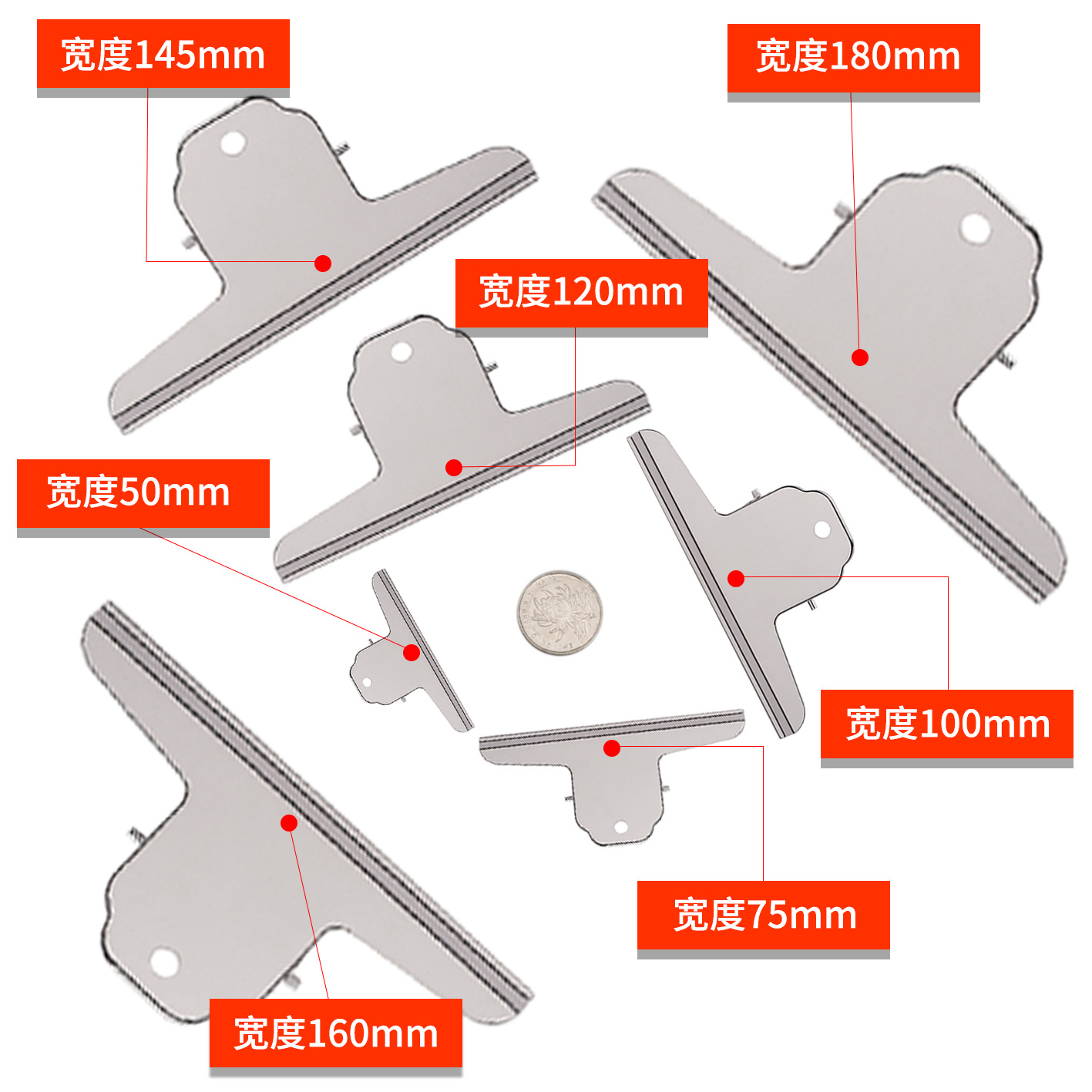 Clip redondo de hierro resistente al óxido, clip grande y resistente en forma de montaña, clip de metal, clip para facturas, clip de hierro multifuncional, clip para archivos
