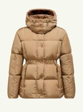 蒙家2025冬季新款连帽松紧带收腰羽绒服女款白鸭绒保暖修身外套