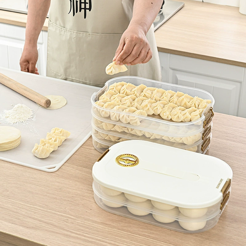 Пищевая коробка для dumplings с прозрачной крышкой для быстрой заморозки, многоуровневый лоток для хранения фруктов, холодильник