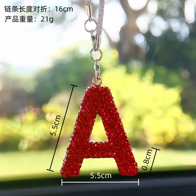 Cross-Border Amazon Clay Full Diamond — Car hanging - a-letter-car-pendant-big-red