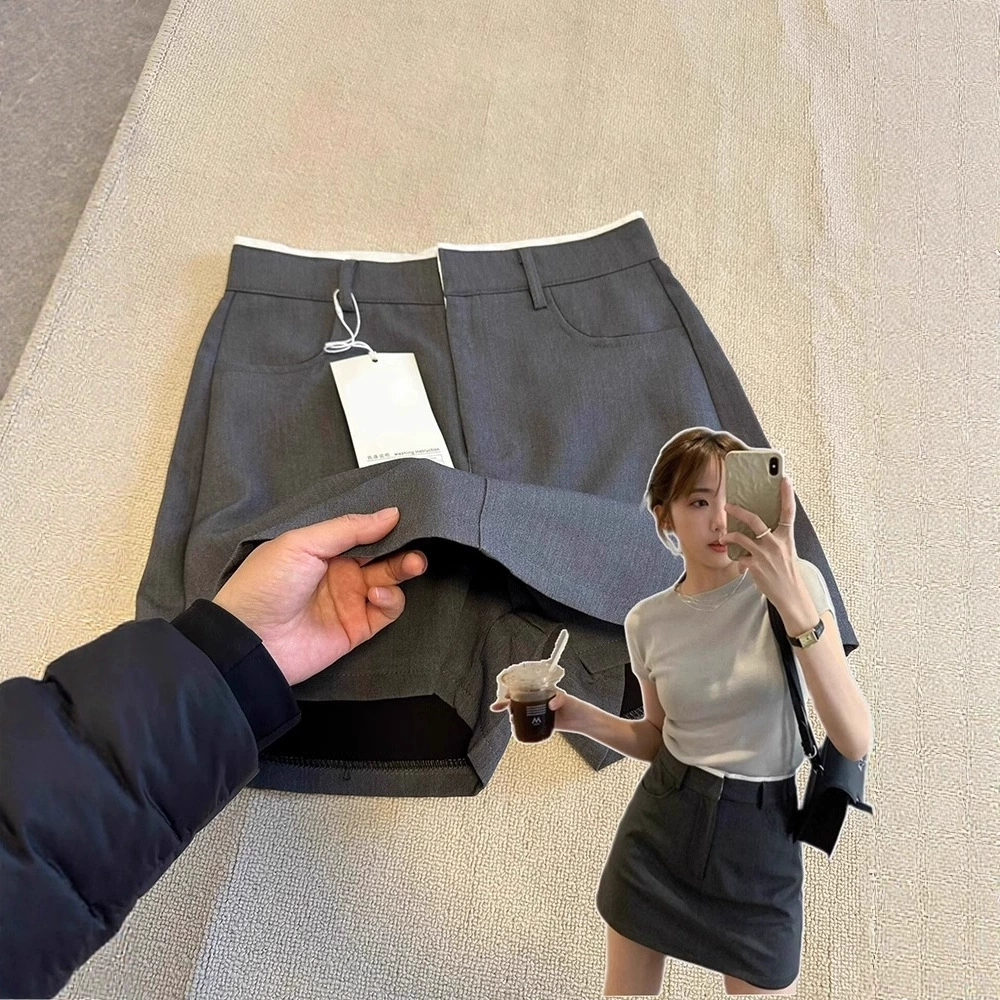 Серый костюм Юбка Женская весна большой размер толстый мм