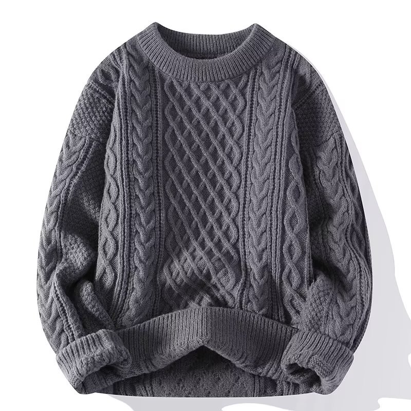 Men's clothing All match round neck knitted sweater for men loose striped bottoming shirt, inner wear, temperament_voghion.com