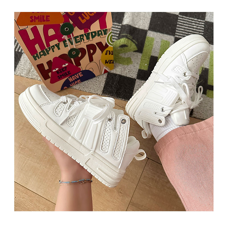 Xu Lingchao Brand Thick Sole Contrast Bread Chic College Couple Sports Board Small White Shoes_voghion.com