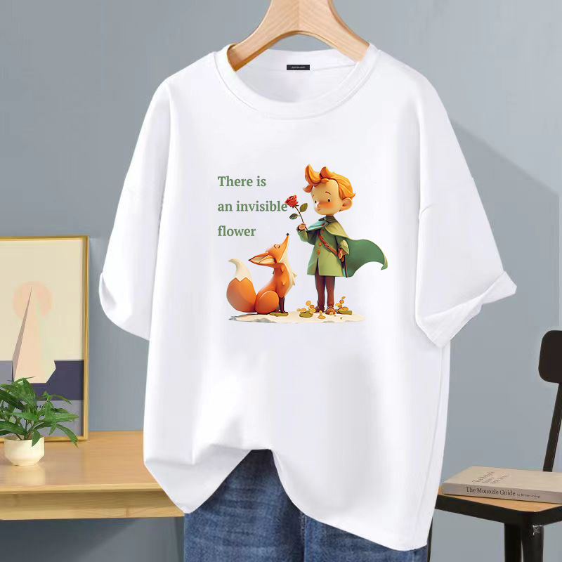 Camiseta de manga corta blanca de seda de hielo, logotipo impreso, ropa de clase, ropa de trabajo de bricolaje, camiseta de cuello redondo, manga corta impresa