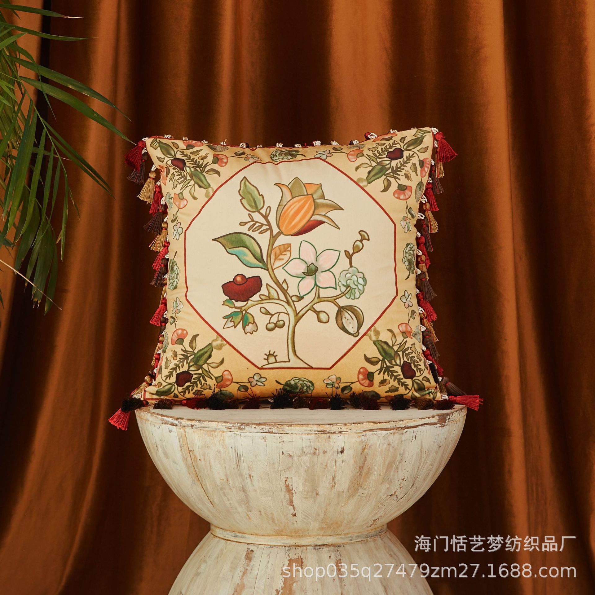 出口美国手绘复古美式抱枕乡村客厅沙发床头靠枕垫靠枕套-阿里巴巴