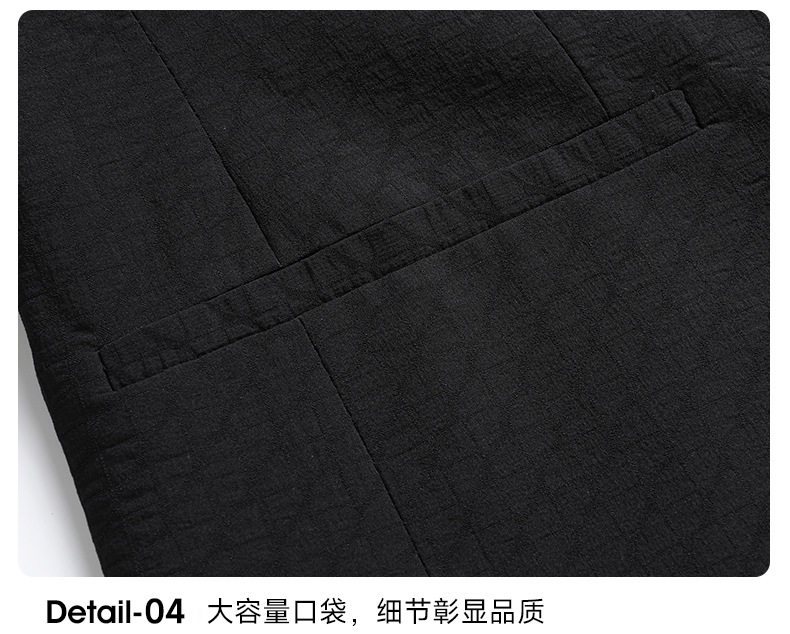 Áo vest nam mỏng dáng thon kẻ caro, tay dài một hàng hai nút, chất liệu co giãn không cần ủi — Caro đen chi tiết 20