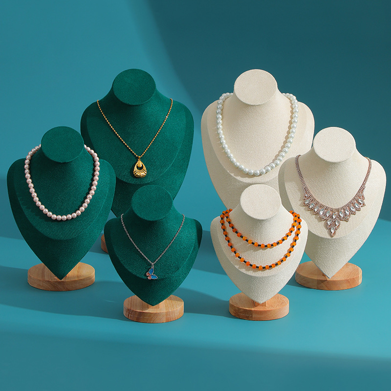 High-end solid wood portrait model jewelry rack necklace display rack counter jewelry display props jewelry rack stall rack