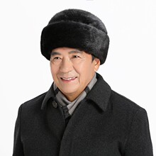 冬季防寒保暖男女通用仿毛帽子加厚老人棉帽中送爷爷奶奶帽子套帽