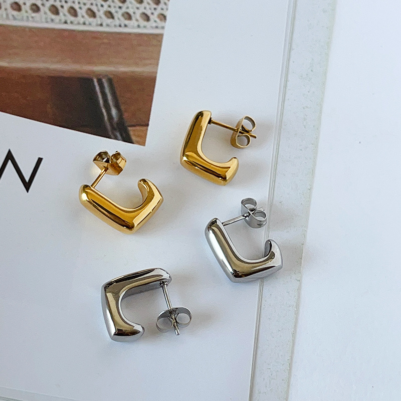 Ear Studs Classification 1 Pair Simple Style Irregular Plating Titanium Steel Ear Studs