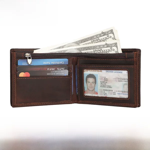 New European and American Retro Men's Genuine Leather Wallet, Amazon Bestseller, Factory Wholesale Short Rfid Wallet