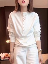 大码半开领棉卫衣女2025早秋新款胖mm宽松显瘦洋气打底长袖上衣