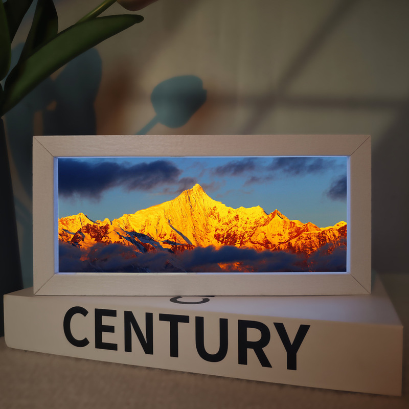 Rizhao Jinshan Wooden Frame Night Light Desktop Bedroom Living Room Decoration Ornaments Bedside Table Lamp Atmosphere Photo Frame Lamp