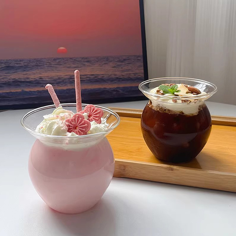 Creativo en línea popularidad vieja taza de chucurrido moda personalidad helado helado café té de leche frasco de vidrio