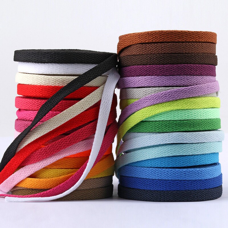Spot color 0.8cm flat single layer shoelace rope 8mm high elastic yarn polyester silk shoelace line binding rope waist rope
