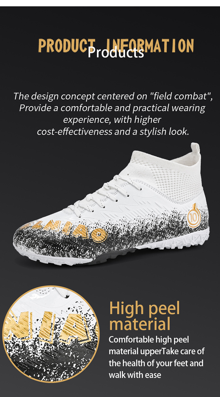 Best-selling High-top Football Shoes With Long Short Spikes, Non-slip Wear-resistant, Men, Women,_vogvips.com