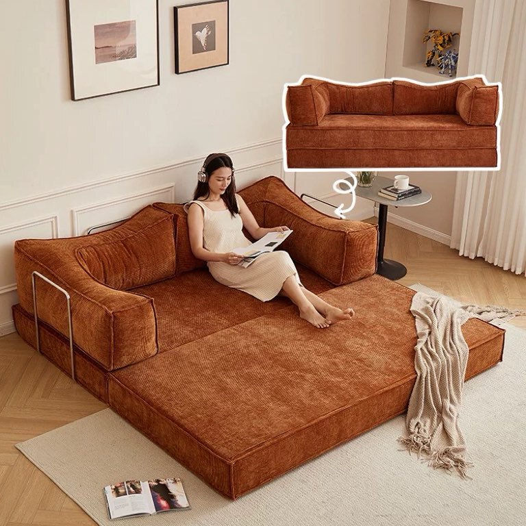 Vacuum Compressed Sofa for Living Room, Foldable Dual-Purpose Small Apartment Modular Sofa Bed, Removable and Washable Lazy Leisure Tatami