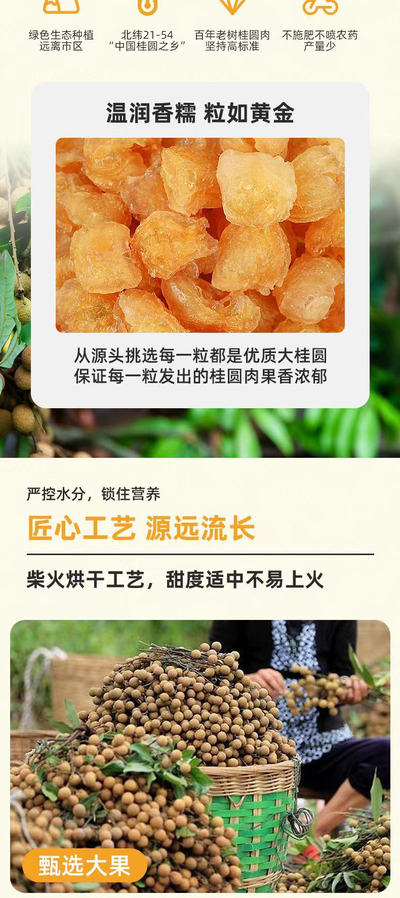 Dried Longan Fruit Meat Gui Yuan Pitted Sugar Free 500g Bulk Bag key features