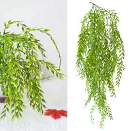 跨境仿真柳条柳叶 植物藤条塑料花壁挂吊顶装饰绿植 柳树柳叶垂柳