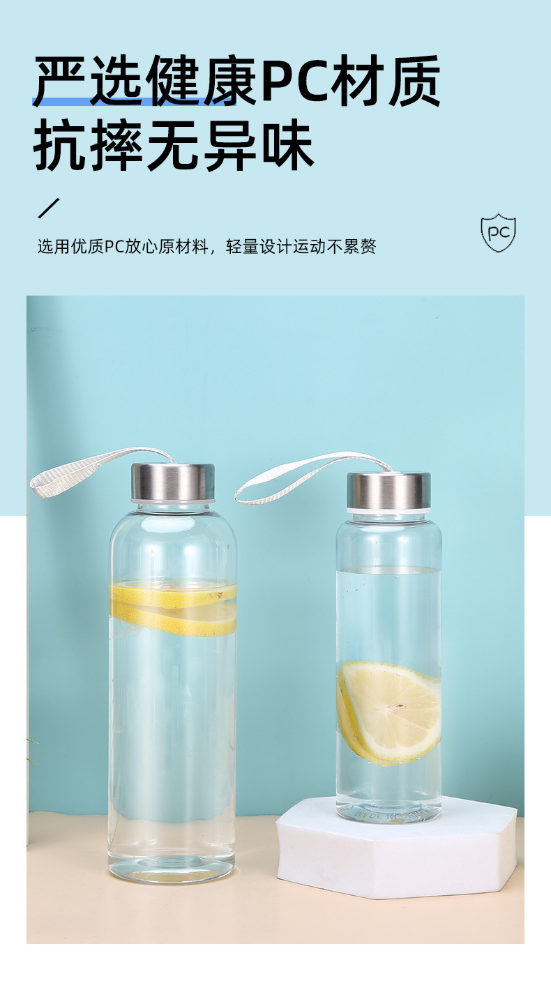 Kreative Wasserflasche aus Kunststoff mit Edelstahlverschluss, offener Sporttrinkbecher, tragbare Reisetasse, Studentenbecher, tragbare Weltraum-Tasse
