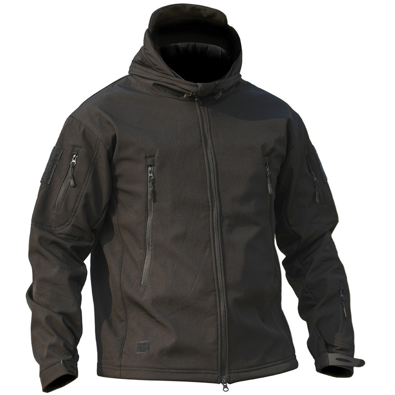 Outdoor Camouflage Cold-proof Three-in-One Jacket Men's Warm Waterproof fleece-lined Autumn and Winter Soft Shell Multi-pocket Jacket