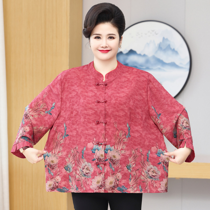 中老年女装春季七分袖t恤特体大码胖妈妈装200斤棉麻夏装洋气上衣