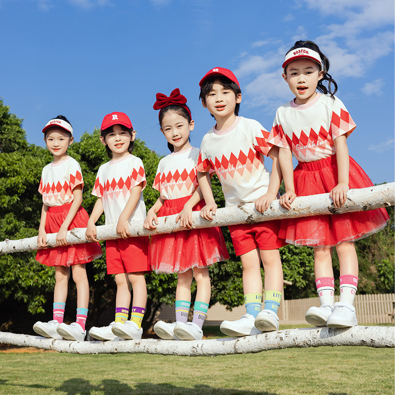 小學生校服夏季短袖套裝兒童畢業班服一年級運動服幼兒園園服批發