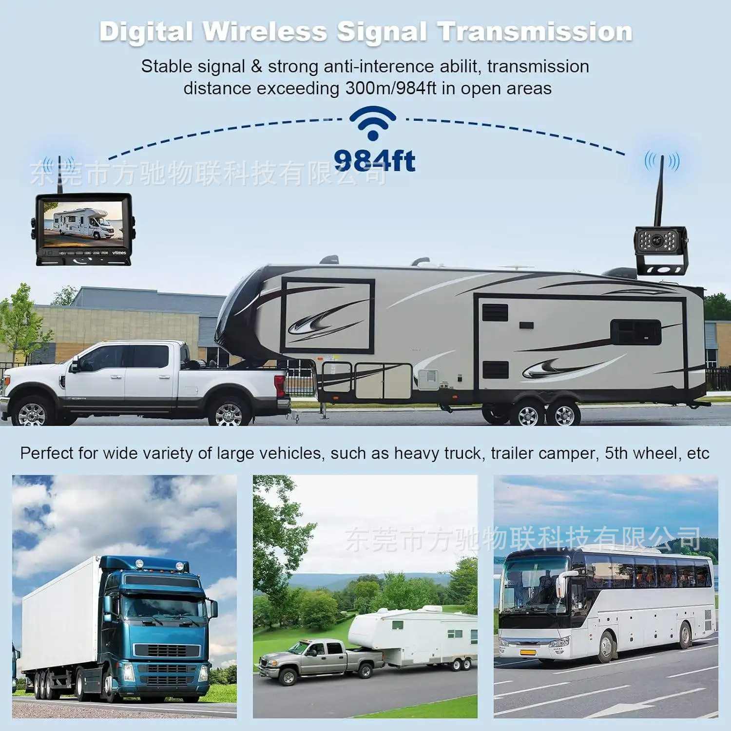 7inch Truck Wireless Recorder Crane Forklift 1080P Reversing Image Wireless Camera Infrared Night Vision 24V
