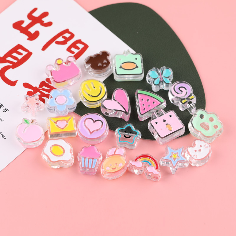 Transparent Oil Dripping Lollipop Watermelon Heart Color Red Kidsren's Cartoon Acrylic DIY Mobile Phone Chain Loose Bead Jewelry Accessories