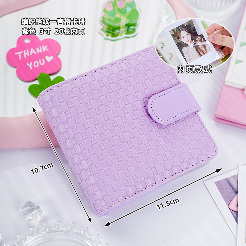 Nuevo álbum de tarjetas de cuadrícula de palacio de cuadros tejidos de estilo simple Álbum de fotos Polaroid de 3 pulgadas Álbum de almacenamiento de álbumes de ídolos