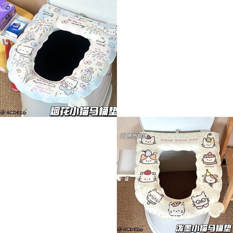 アメリカンレトロトイレマット防水増粘粘着タイプかわいいユニバーサル便座カバー家庭用洗える四季|undefined