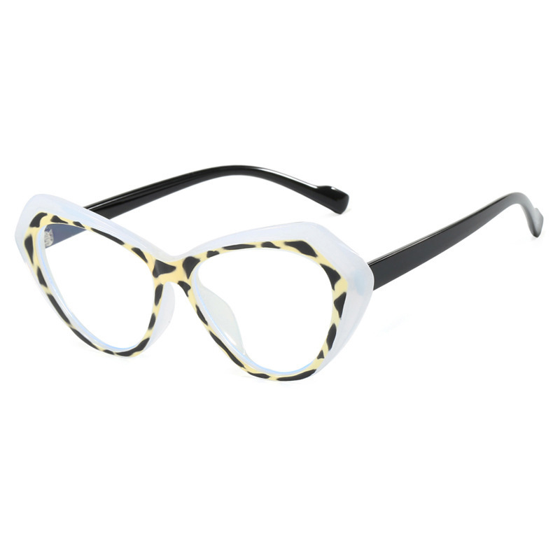 Nuevo ojo de gato irregular a juego de colores europeo y americano espejo plano anti-luz azul TR90 gafas de marco de miopía sin maquillaje
