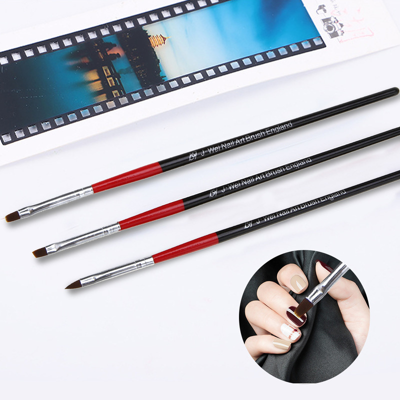 Red and Black Rod 3 sets nail pen nylon hair nail painting row pen painting brush painting brush nail tools wholesale