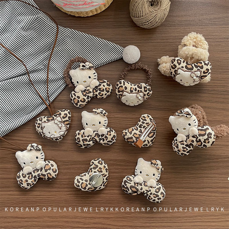 New Korean style kt style hairpin cute leopard print bow love children side broken hair bangs clip hairband brooch