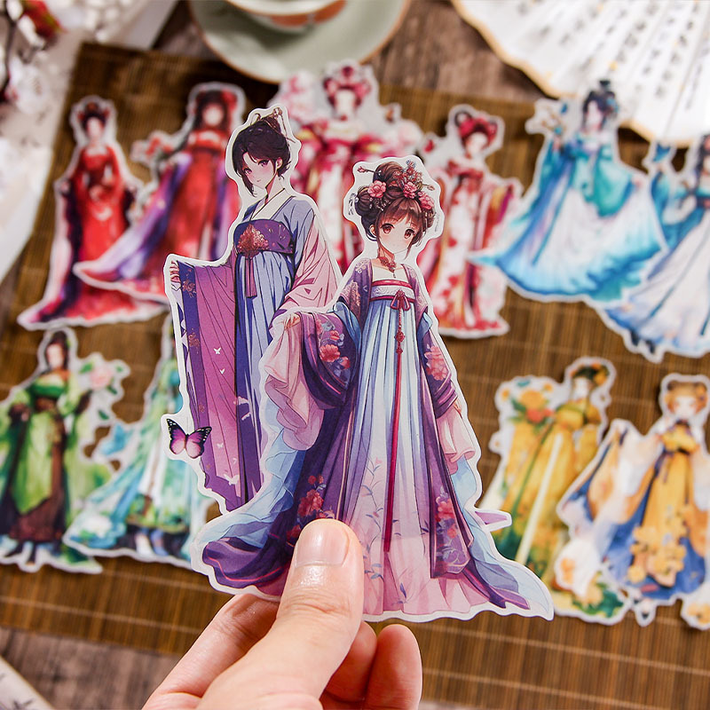 Liudan diosa mujer especial aceite y papel pegatinas diy diario pegatinas retro transfronterizas pegatinas de anime de chicas