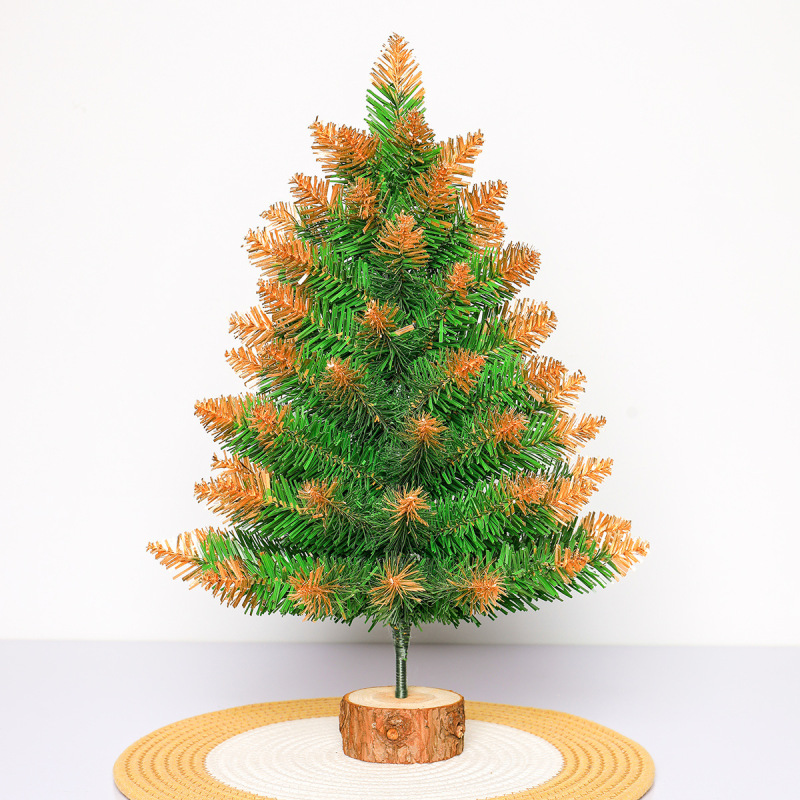 2025 新しいクロスボーダーホットスタイル PVC 尖った粘着性ゴールドペイントミニ小さなクリスマスツリーセットテーブルトップ装飾品|undefined