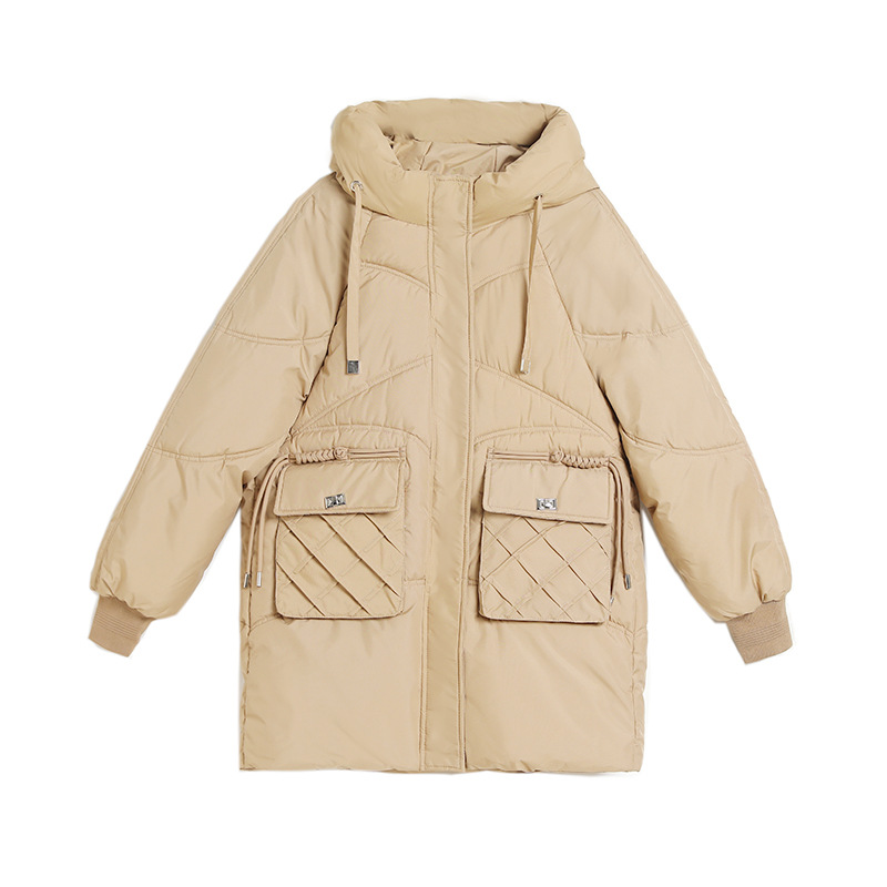 2025 nuevo otoño y invierno coreano plumón chaqueta de algodón para mujeres largo y grueso chaqueta de algodón para mujeres suelta chaqueta de pan de algodón de tamaño grande