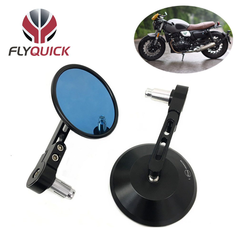 FLYQUICK comercio transfronterizo de la motocicleta espejo retrovisor redondo azul vidrio ajustable Universal mango espejo retrovisor