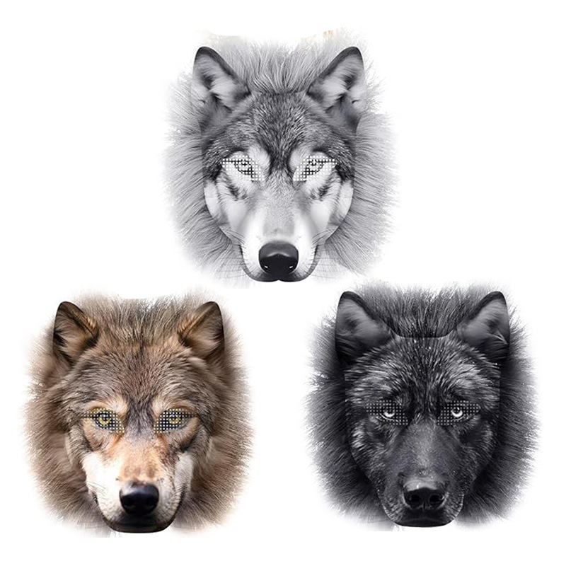 Máscara de pulpa blanca DIY transfronteriza mitad cara cara de gato cara de zorro máscara de terciopelo decoración de cabeza de bestia máscara de pintura a mano