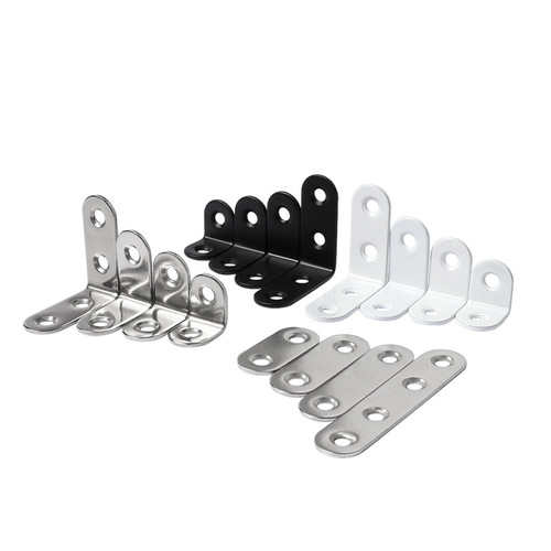 Stainless steel black corner code 90 degree L-shaped bracket right angle shelf bracket white bracket table and chair support connector