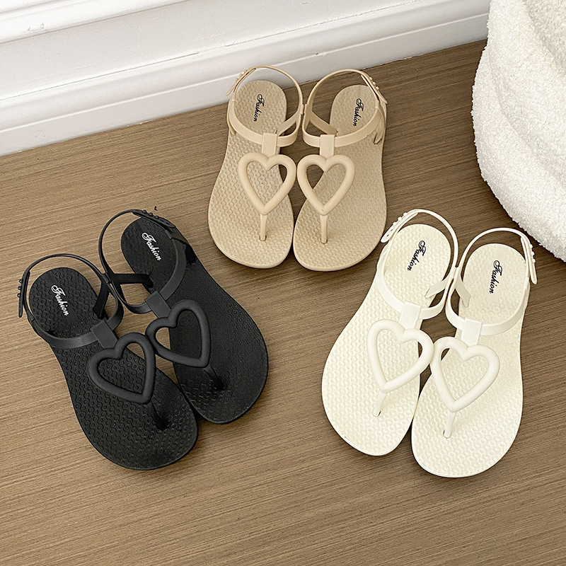 Cross-Border New Style Flip-Flops for Women, Summer Outdoor Wear, Non-Slip, Heart-Shaped, Flat-Soled Beach Sandals, One-Strap Flip-Flops for Women Cross-Border New Style Flip-Flops for Women, Summer Outdoor Wear, Non-Slip, Heart-Shaped, Flat-Soled Beach Sandals, One-Strap Flip-Flops for Women