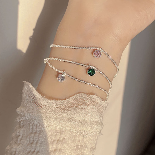 Korean INS niche 925 sterling silver bracelet moon splashing galaxy colorful zircon super flash temperament sparkling bracelet for women