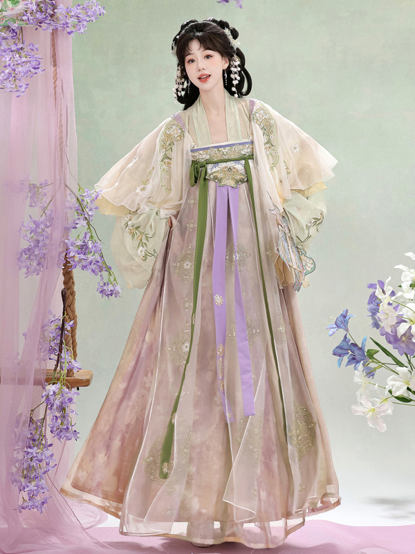 [春風遅い野] オリジナル漢服女性唐刺繍胸丈スカートマント妖精日常国民風春夏スタイル|undefined