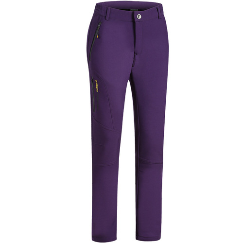 Autumn and winter outdoor soft-shell assault pants plus velvet warm sports trousers waterproof and windproof men's and women's hiking pants trendy