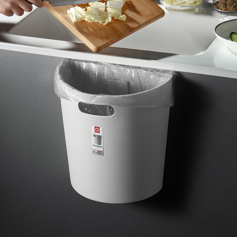 Japanese-Style Kitchen Cabinet Door Hanging Trash Can for Home Bathroom Bedroom Creative Semi-Circular Cabinet Wall-Mounted Waste Paper Green