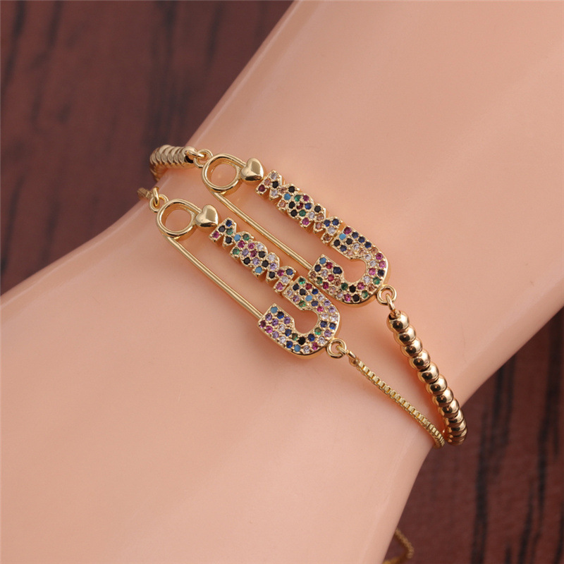 fashion paper clip adjustable colored zircon braceletpicture2