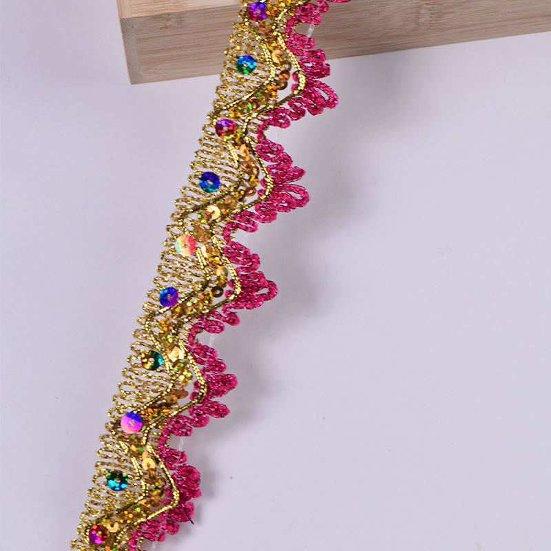 Venta directa de fábrica spot oro y plata lentejuelas encaje ropa accesorios de encaje encaje tres flores encaje