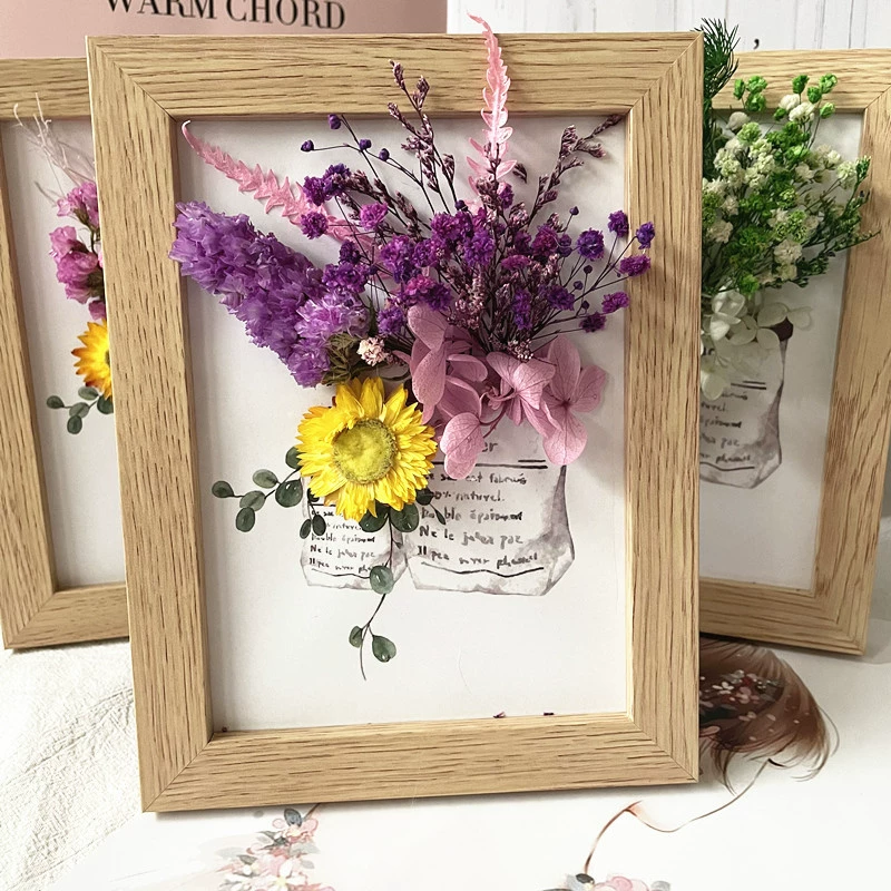 Вечный сушеный цветок фоторамка цветок трехмерная Наклейка ручной работы настенный вечный цветочный материал украшение дома малярный материал